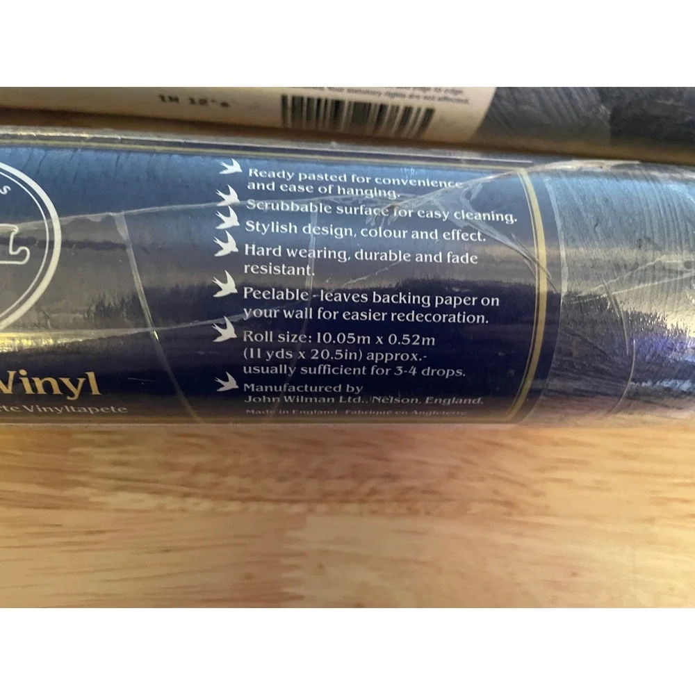 Coloroll Baldrine Ready Pasted Vinyl Wallpaper 257363 Blue Silver Purple 3 Rolls